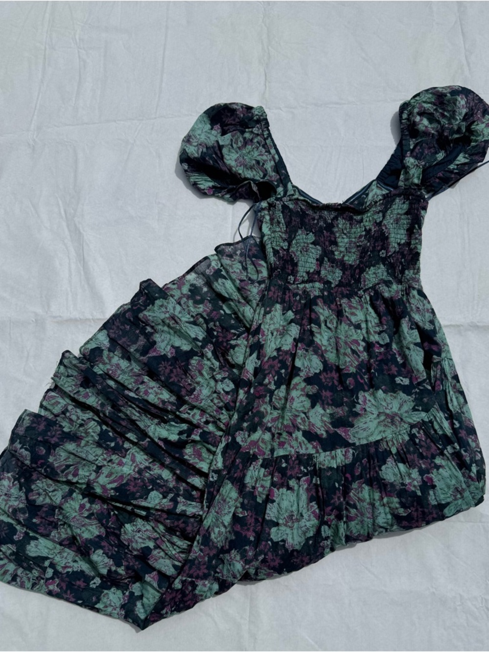 Free People Maxi Dress with Green and Purple Floral Print - Picture 2 of 4
